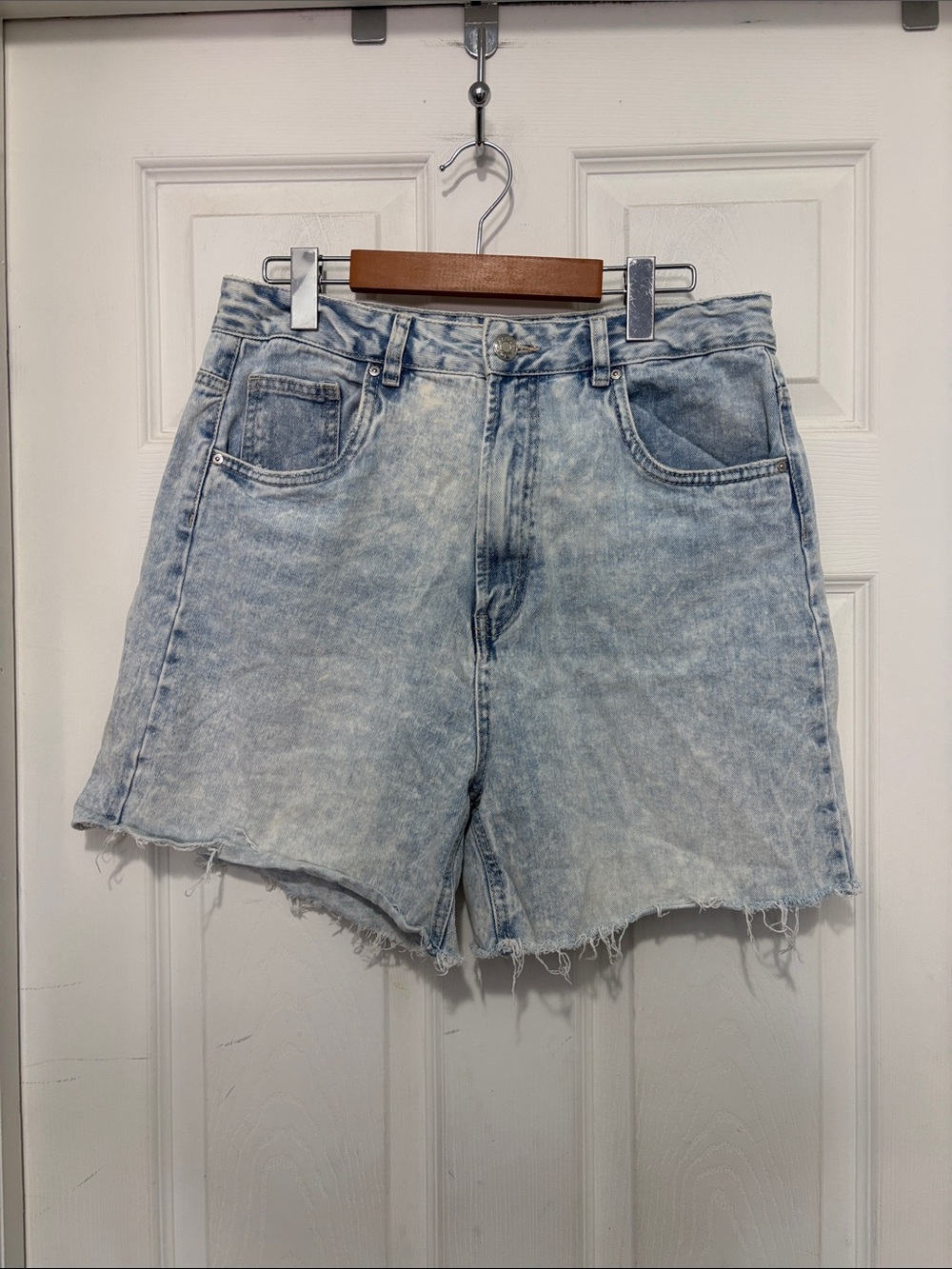 Light Wash High-Rise Denim Shorts